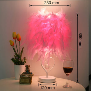 Heart Shape Feather Crystal Table Lamp