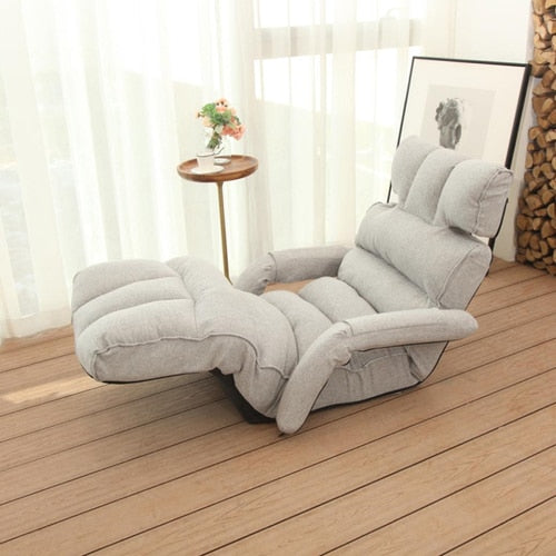 Lazy Sofa Single Balcony Bedroom Japanese Folding Multifunctional Recliner Tatami Sofa Chair Breathable Removable Washable Cover