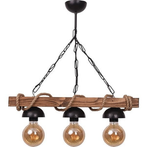 Home Wooden Rope 3 Piece Rustic Chandelier