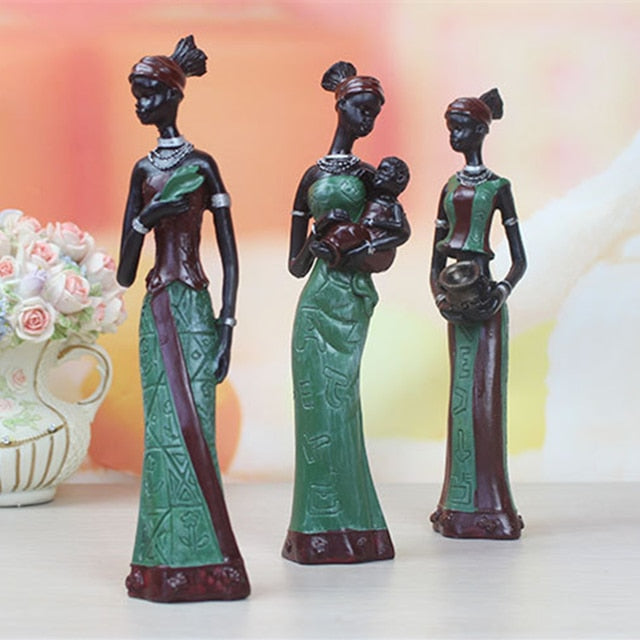3pcs/Set African Woman Statue