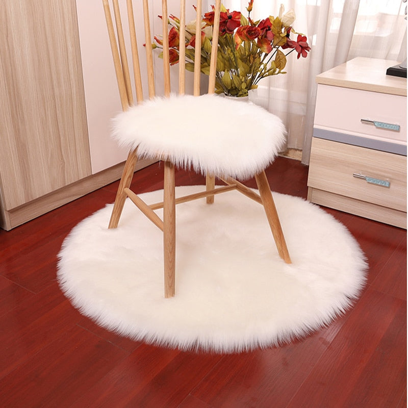 Round Soft Sheepskin Carpet for Living room Fluffy Faux Fur Wool Area Rugs Floor Mat White Modern Plush Carpets Rug Home Decor