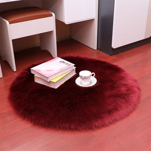 Round Soft Sheepskin Carpet for Living room Fluffy Faux Fur Wool Area Rugs Floor Mat White Modern Plush Carpets Rug Home Decor