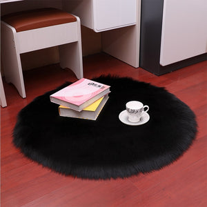 Round Soft Sheepskin Carpet for Living room Fluffy Faux Fur Wool Area Rugs Floor Mat White Modern Plush Carpets Rug Home Decor