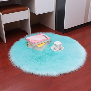 Round Soft Sheepskin Carpet for Living room Fluffy Faux Fur Wool Area Rugs Floor Mat White Modern Plush Carpets Rug Home Decor