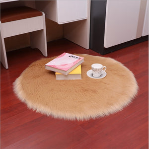 Round Soft Sheepskin Carpet for Living room Fluffy Faux Fur Wool Area Rugs Floor Mat White Modern Plush Carpets Rug Home Decor