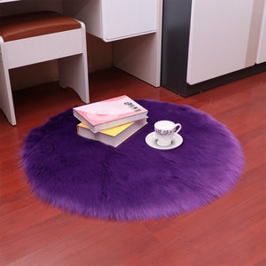 Round Soft Sheepskin Carpet for Living room Fluffy Faux Fur Wool Area Rugs Floor Mat White Modern Plush Carpets Rug Home Decor