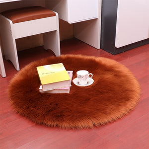 Round Soft Sheepskin Carpet for Living room Fluffy Faux Fur Wool Area Rugs Floor Mat White Modern Plush Carpets Rug Home Decor