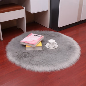 Round Soft Sheepskin Carpet for Living room Fluffy Faux Fur Wool Area Rugs Floor Mat White Modern Plush Carpets Rug Home Decor