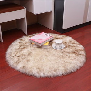 Round Soft Sheepskin Carpet for Living room Fluffy Faux Fur Wool Area Rugs Floor Mat White Modern Plush Carpets Rug Home Decor