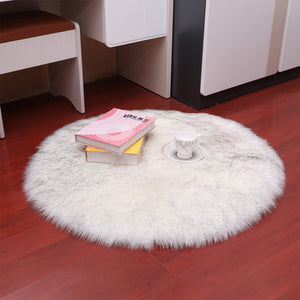 Round Soft Sheepskin Carpet for Living room Fluffy Faux Fur Wool Area Rugs Floor Mat White Modern Plush Carpets Rug Home Decor