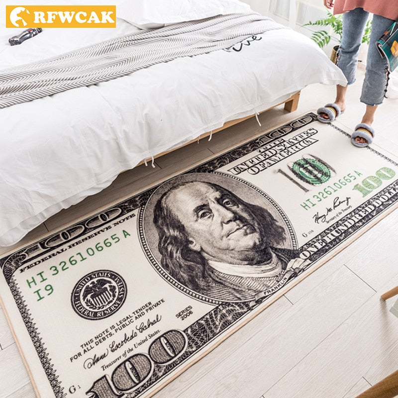 RFWCAK Creative USA Dollar 3D Carpet For Living Room Area Rug Floor Mat Bedside Hallway Doormat Kids Bedroom Rug Decoration Home