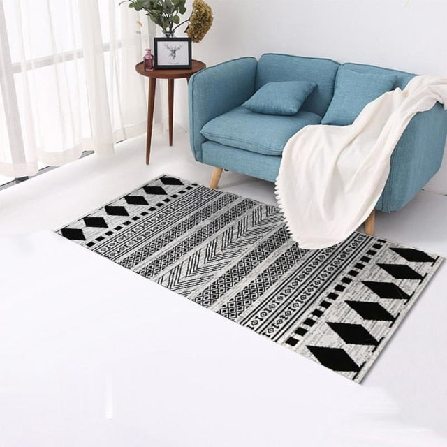 Moroccan Area Rugs Nordic Non-Slip Kitchen Door Mat Living Room Carpets Soft Flannel Bedroom Bedside Blanket Tatami Home Decor