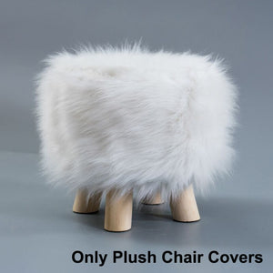 Artificial Wool Plush Fabric Ottoman Cover Footrest Covers Soft Sheepskin Chair Covers Footstool Protector Covers Without Stool