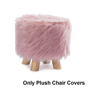 Artificial Wool Plush Fabric Ottoman Cover Footrest Covers Soft Sheepskin Chair Covers Footstool Protector Covers Without Stool