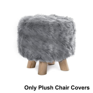 Artificial Wool Plush Fabric Ottoman Cover Footrest Covers Soft Sheepskin Chair Covers Footstool Protector Covers Without Stool