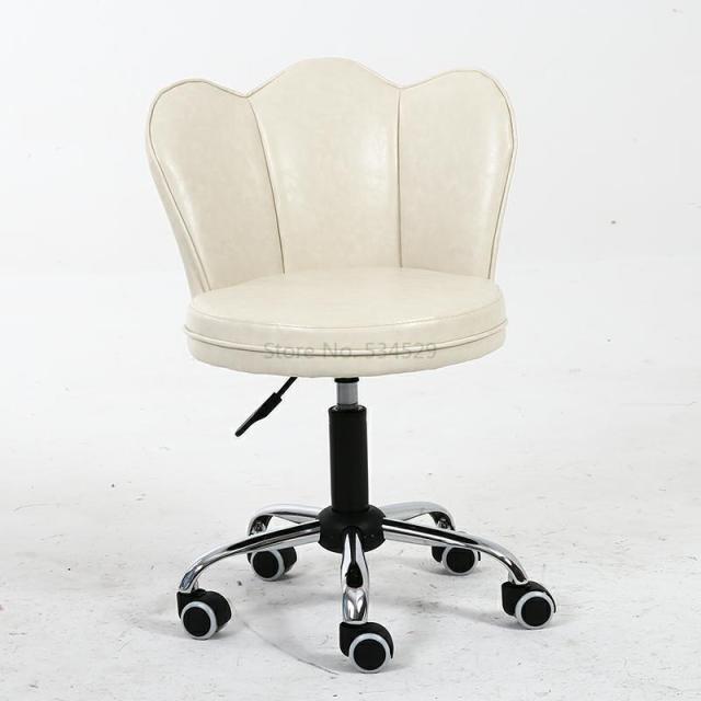 Simple Rotate Makeup Chair Modern Lifting Office Chair with Wheels Computer Chair PU and Metal Beauty Chair Home Furniture