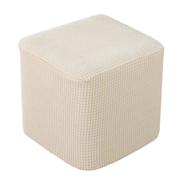 Elastic Square Ottoman Slipcover Footstool Protector Removable Washable Stretch Cover Chairs Sofa Foot Cover for Living Room