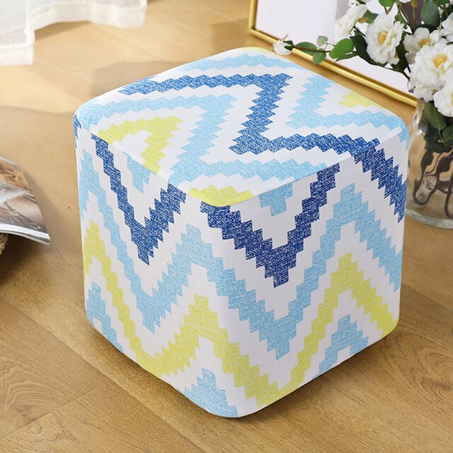 Elastic Square Ottoman Slipcover Footstool Protector Removable Washable Stretch Cover Chairs Sofa Foot Cover for Living Room