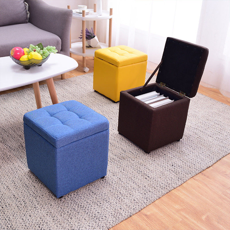 Folding Stool Multifunctional Storage Ottoman Living Room Furniture Nordic Style Outdoor Portable Folding Chair PU Leather Stool