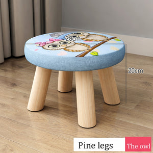 Small stool Household cloth art real wood shoes stool creative round stool sitting room small bench small chair sofa tea table l