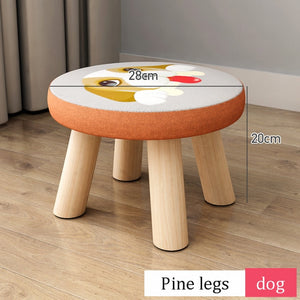 Small stool Household cloth art real wood shoes stool creative round stool sitting room small bench small chair sofa tea table l