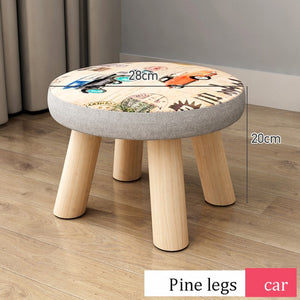 Small stool Household cloth art real wood shoes stool creative round stool sitting room small bench small chair sofa tea table l