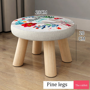 Small stool Household cloth art real wood shoes stool creative round stool sitting room small bench small chair sofa tea table l