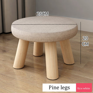 Small stool Household cloth art real wood shoes stool creative round stool sitting room small bench small chair sofa tea table l