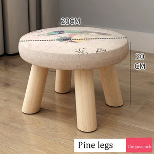 Small stool Household cloth art real wood shoes stool creative round stool sitting room small bench small chair sofa tea table l