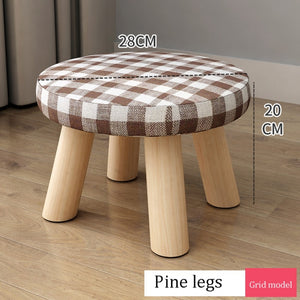 Small stool Household cloth art real wood shoes stool creative round stool sitting room small bench small chair sofa tea table l