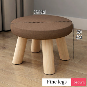 Small stool Household cloth art real wood shoes stool creative round stool sitting room small bench small chair sofa tea table l
