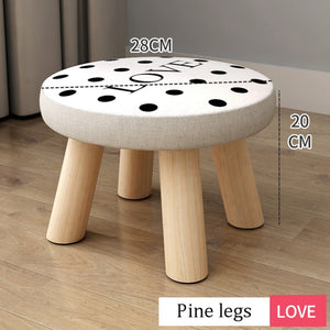 Small stool Household cloth art real wood shoes stool creative round stool sitting room small bench small chair sofa tea table l
