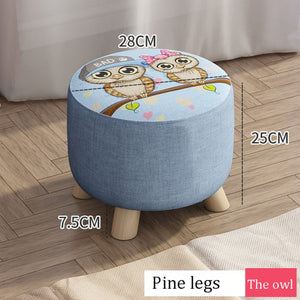 Small stool Household cloth art real wood shoes stool creative round stool sitting room small bench small chair sofa tea table l