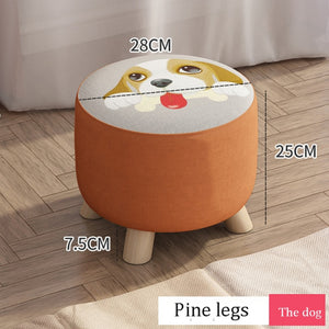 Small stool Household cloth art real wood shoes stool creative round stool sitting room small bench small chair sofa tea table l