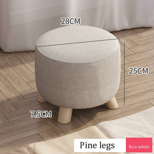 Small stool Household cloth art real wood shoes stool creative round stool sitting room small bench small chair sofa tea table l