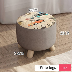 Small stool Household cloth art real wood shoes stool creative round stool sitting room small bench small chair sofa tea table l
