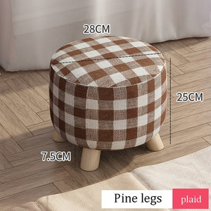 Small stool Household cloth art real wood shoes stool creative round stool sitting room small bench small chair sofa tea table l