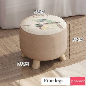 Small stool Household cloth art real wood shoes stool creative round stool sitting room small bench small chair sofa tea table l