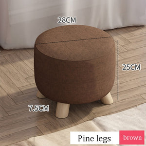 Small stool Household cloth art real wood shoes stool creative round stool sitting room small bench small chair sofa tea table l