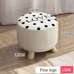 Small stool Household cloth art real wood shoes stool creative round stool sitting room small bench small chair sofa tea table l