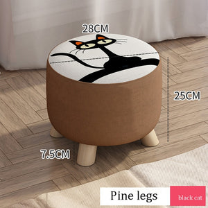 Small stool Household cloth art real wood shoes stool creative round stool sitting room small bench small chair sofa tea table l