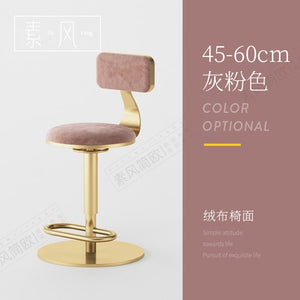 Hot Sale Nordic Light Luxury Home Backrest Bar Chair Height Adjustable Lifting High Chair Rotating Round Bar Stool High Quality