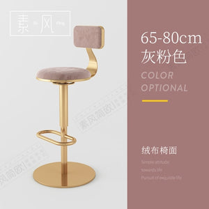 Hot Sale Nordic Light Luxury Home Backrest Bar Chair Height Adjustable Lifting High Chair Rotating Round Bar Stool High Quality