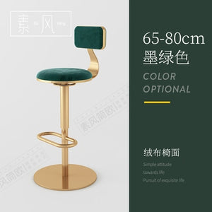 Hot Sale Nordic Light Luxury Home Backrest Bar Chair Height Adjustable Lifting High Chair Rotating Round Bar Stool High Quality