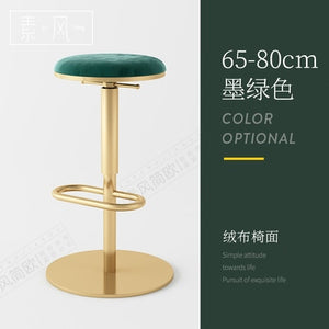 Hot Sale Nordic Light Luxury Home Backrest Bar Chair Height Adjustable Lifting High Chair Rotating Round Bar Stool High Quality