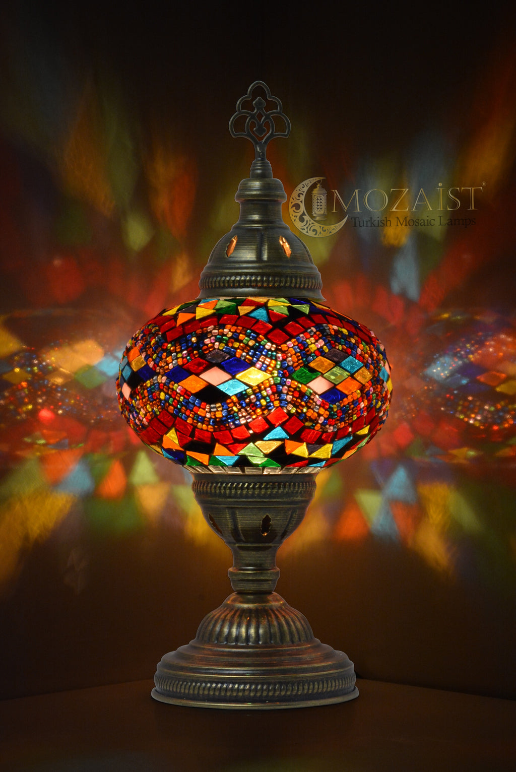 MOZAIST Turkish Lamp 10 COLOR Mosaic Table Lamp Antique Moroccan Decorative Glass Bohemian Vintage Light Shade, Tiffany Bedside