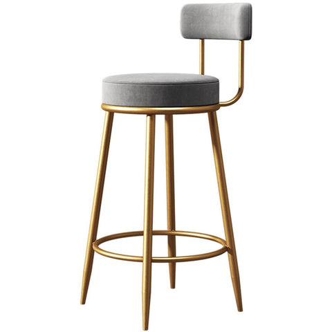 Nordic Stool Household Light Luxury Steel Bar Stool Simple Net Red Fabric Thicken High Round Stool Fashion Golden Stool