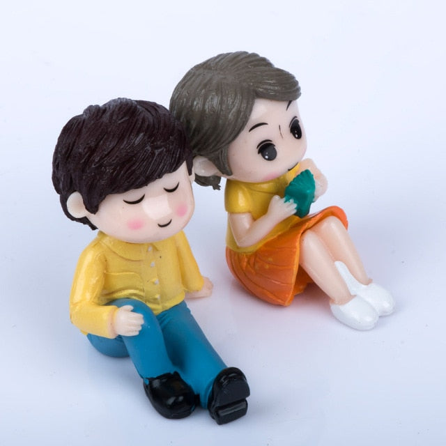 Mini Couple Figures Grandma Grandpa Sweety Lovers Couple Ornament For Fairy Garden Figurines Miniature Home Decoration