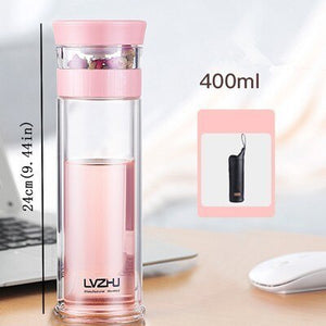 300ml/400ml Portable Double Wall Borosilica Glass Tumbler