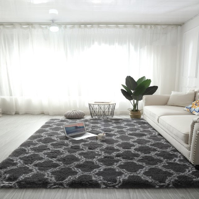 Large Rugs For Modern Living Room  Plush Carpet In Apartment Simple and Light Luxury Nordic Design Bedroom Decoration